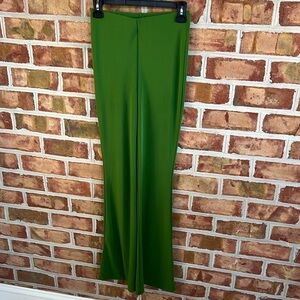 Zara Green Flared Pants with Elastic waist. Size Small